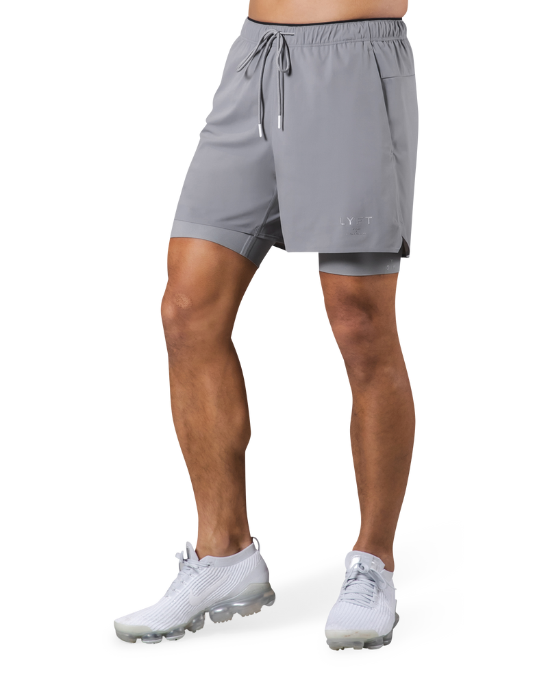 2Way Active Shorts With Leggings -Grey