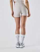Back Pocket Biker Short Leggings - Ivory