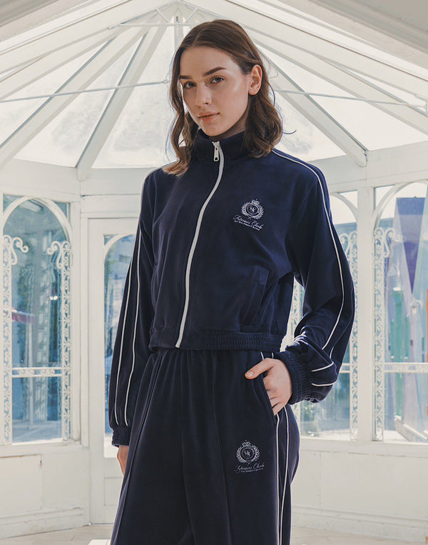 Velour Track Jacket - Navy