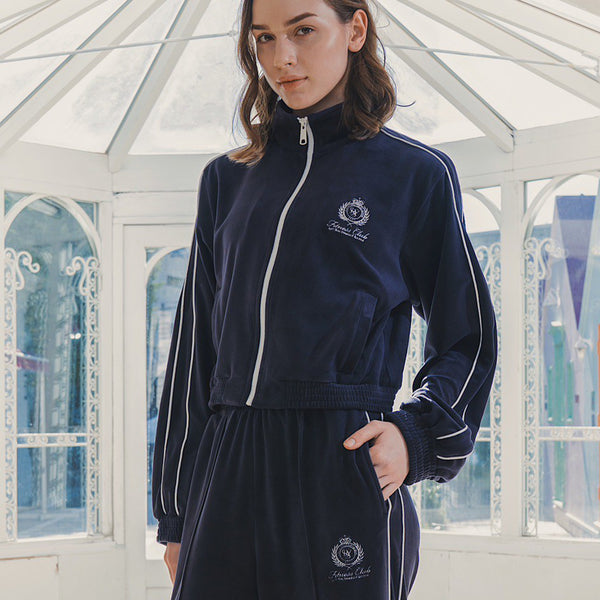 Velour Track Jacket - Navy – LÝFT