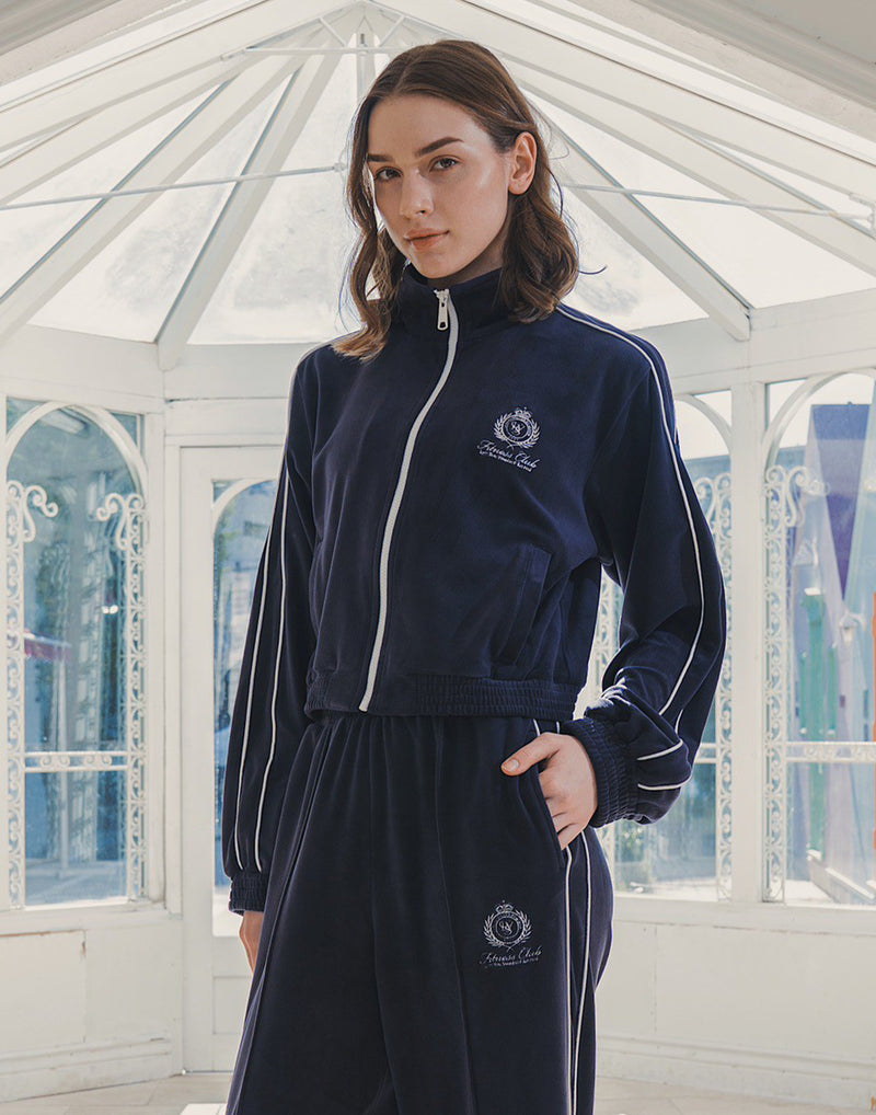 Velour Track Jacket - Navy – LÝFT