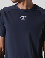 Back Mesh Stretch T-Shirt - Navy