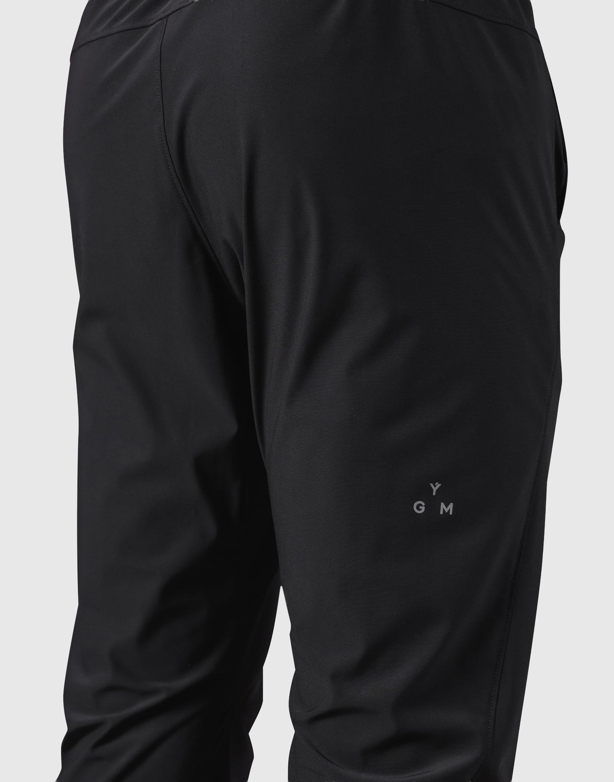 Logo Rib Stretch Slim Straight Pants - Black