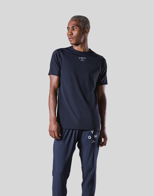 Back Mesh Stretch T-Shirt - Navy