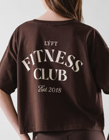 Fitness Club Ring Cropped T-Shirt - Brown