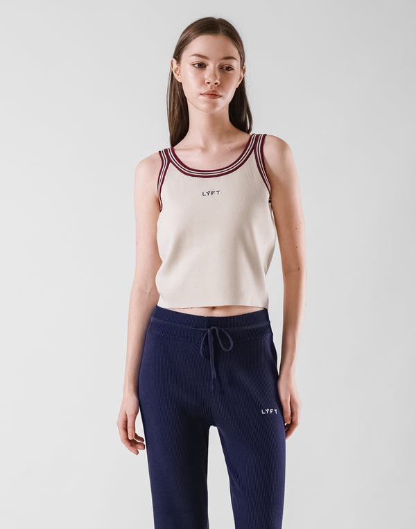 Tricolor Knit No Sleeve - Ivory
