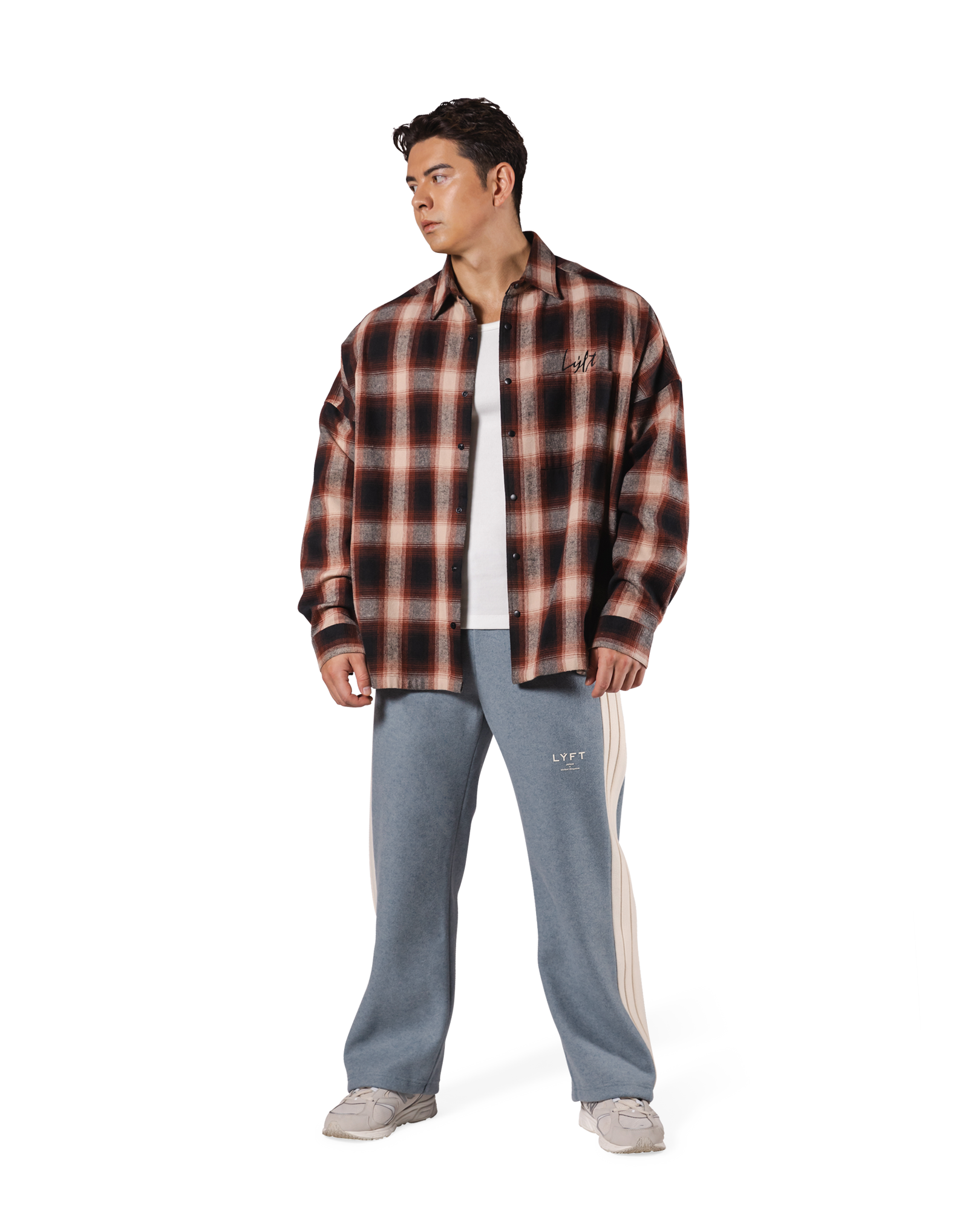 LYFT チェックシャツ ブラウン Oversize Flannel Shirt - Red – LÝFT