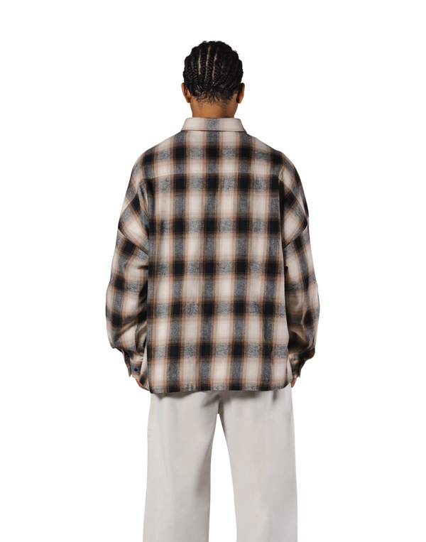 Oversize Flannel Shirt - Brown