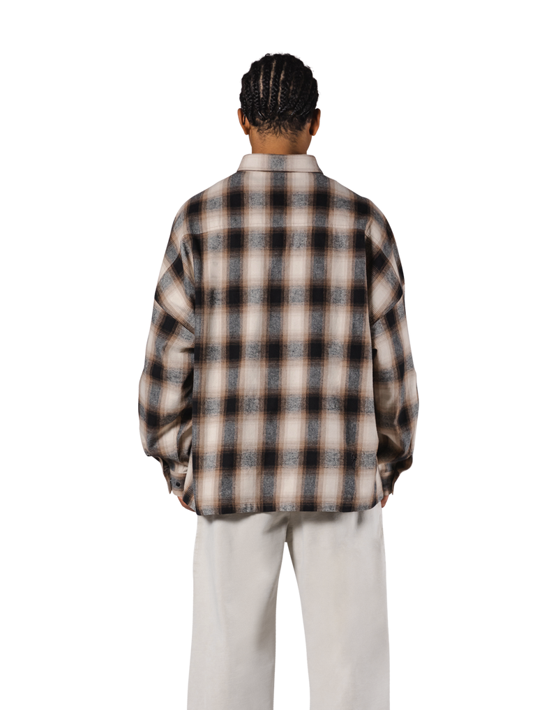 Oversize Flannel Shirt - Brown