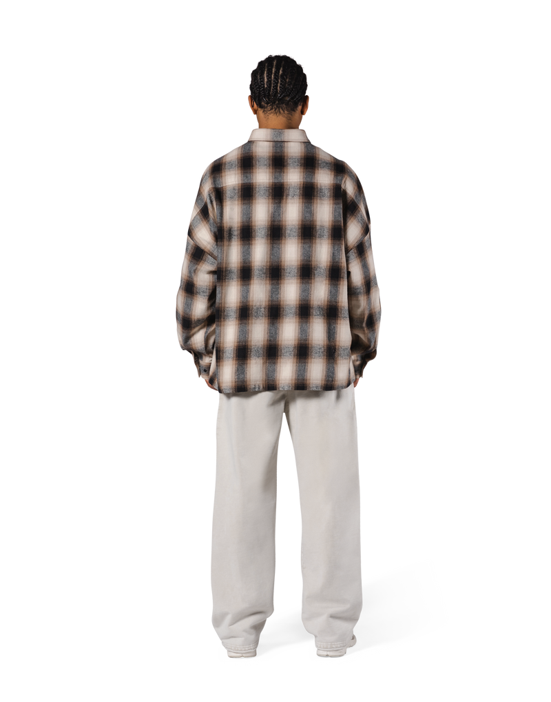 Oversize Flannel Shirt - Brown