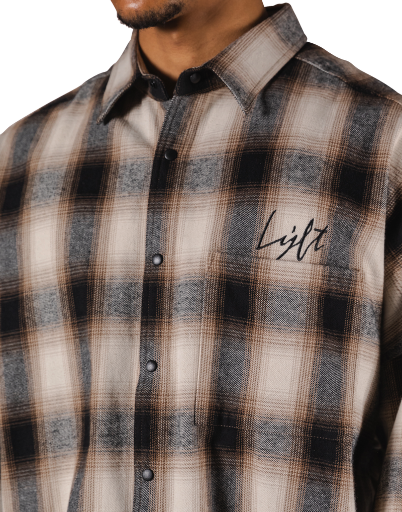 Oversize Flannel Shirt - Brown