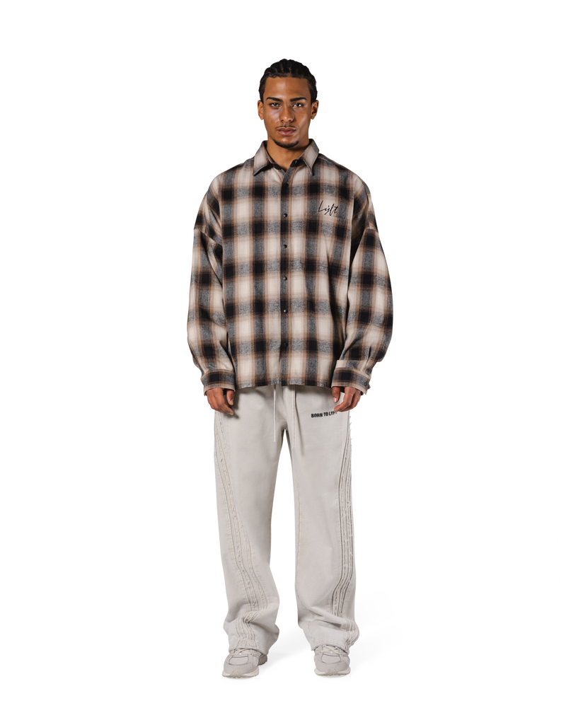 Oversize Flannel Shirt - Brown