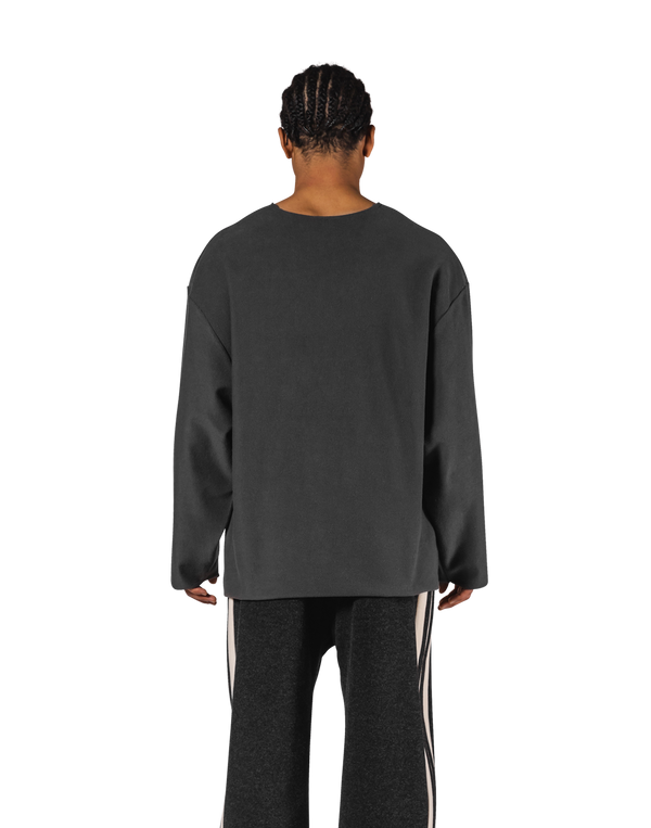 Pile Wappen Knit Like Loose Sweat Shirt - D.Grey