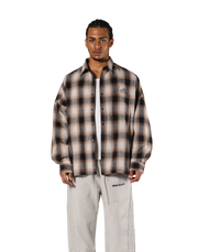 Oversize Flannel Shirt - Brown