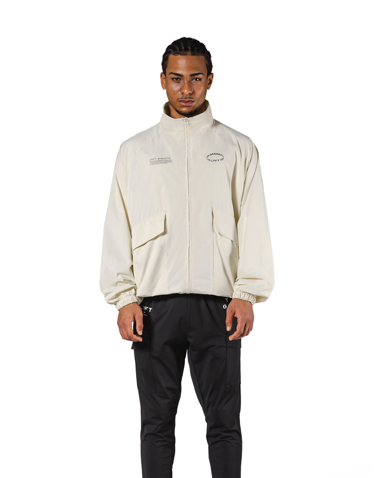 Basic Nylon Zip Up Jacket - Ivory – LÝFT Basic Nylon Zip Up Jacket - Ivory – LÝFT