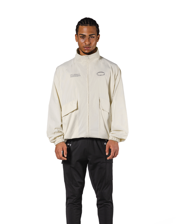 Basic Nylon Zip Up Jacket - Ivory