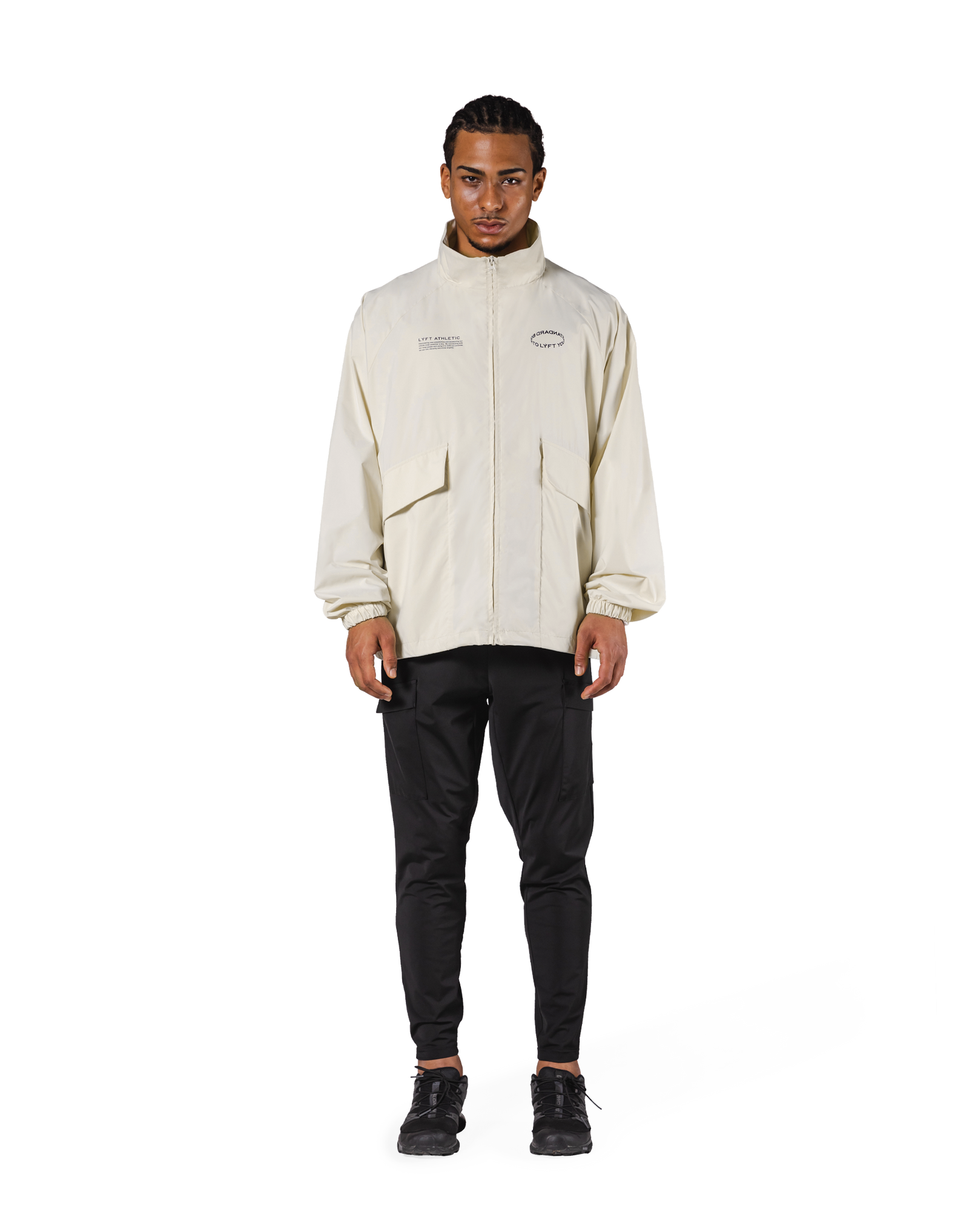 Basic Nylon Zip Up Jacket - Ivory – LÝFT Basic Nylon Zip Up Jacket - Ivory – LÝFT