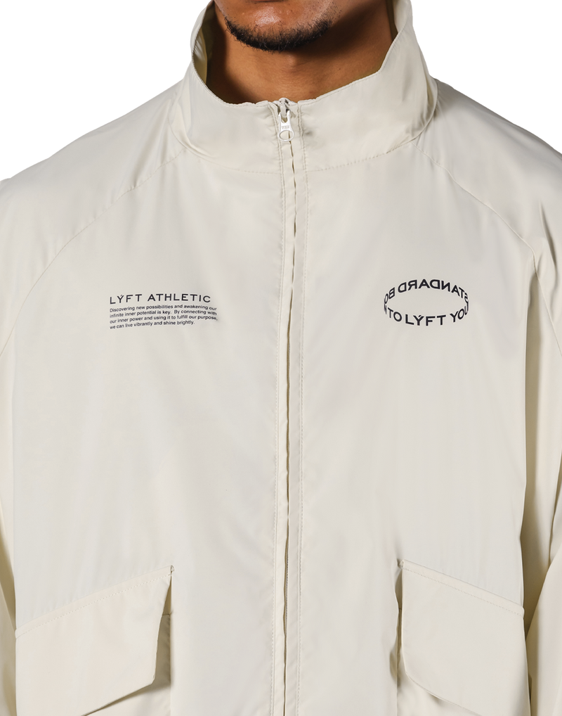 Basic Nylon Zip Up Jacket - Ivory