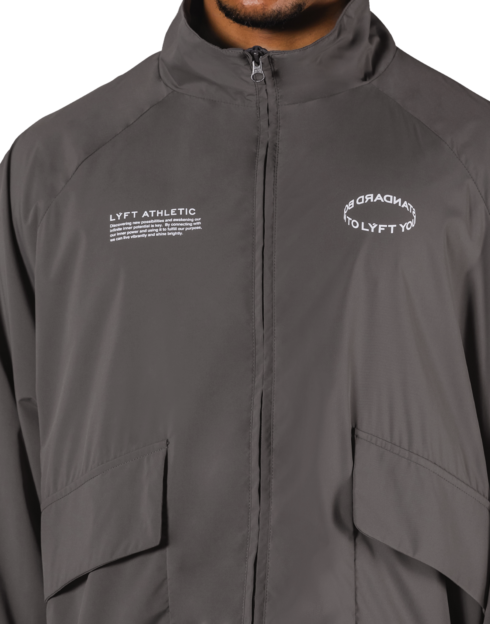 Basic Nylon Zip Up Jacket - D.Grey – LÝFT Basic Nylon Zip Up Jacket - D.Grey – LÝFT