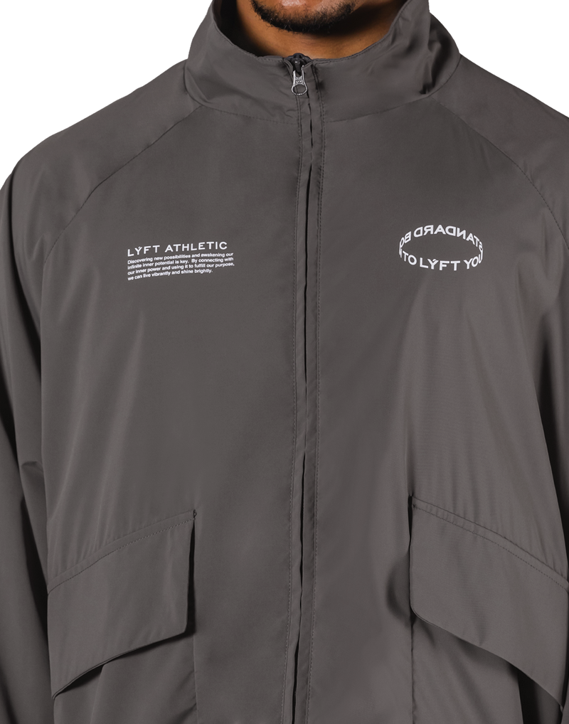 Basic Nylon Zip Up Jacket - D.Grey – LÝFT Basic Nylon Zip Up Jacket - D.Grey – LÝFT