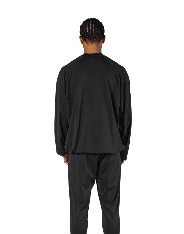 2Way Stretch Relaxed Pullover Tops - Black