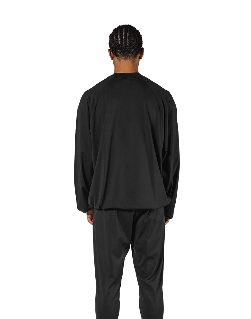 2Way Stretch Relaxed Pullover Tops - Black