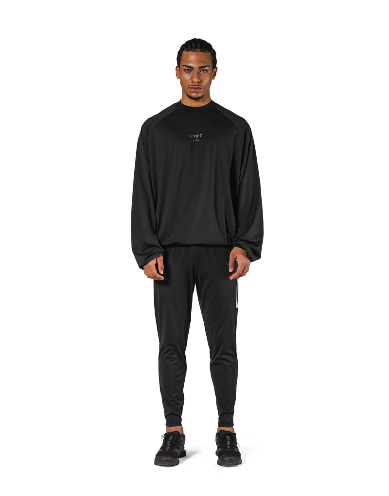 2Way Stretch Relaxed Pullover Tops - Black