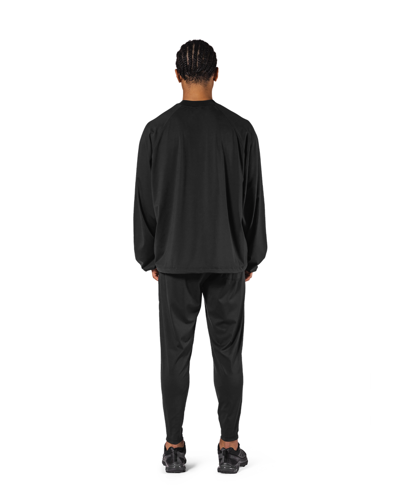 2Way Stretch Relaxed Pullover Tops - Black