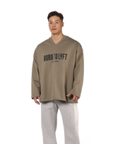 Oversize V-Neck Sweat Shirt - Beige