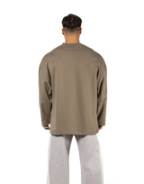 Oversize V-Neck Sweat Shirt - Beige