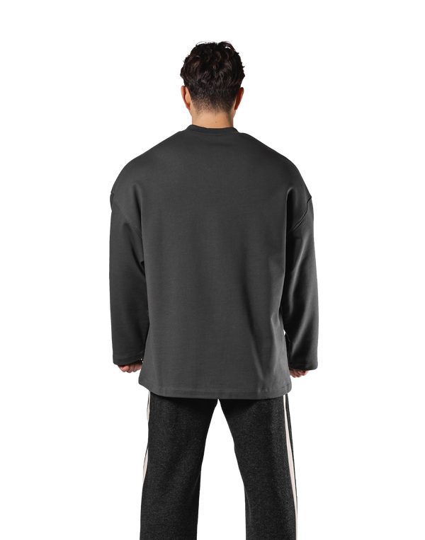 Oversize V-Neck Sweat Shirt - D.Grey