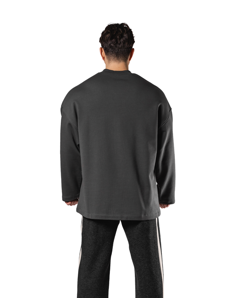 Oversize V-Neck Sweat Shirt - D.Grey