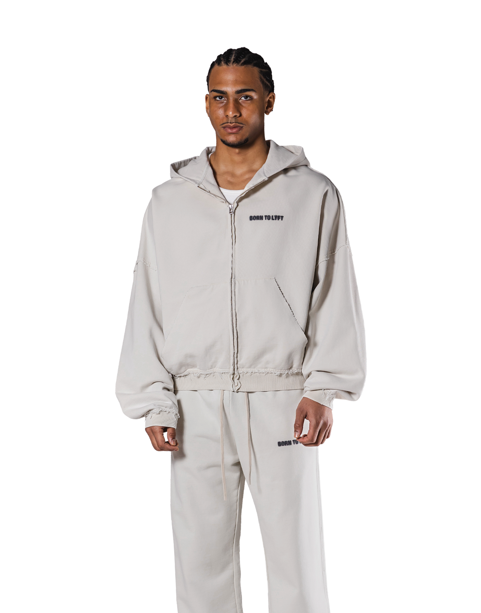 Oversize Zip-Up Vintage Sweat Hoodie - Ivory – LÝFT