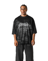 Death Metal Logo Vintage Mesh Extra Big T-Shirt - Black