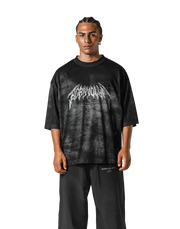 Death Metal Logo Vintage Mesh Extra Big T-Shirt - Black