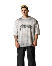 Death Metal Logo Vintage Mesh Extra Big T-Shirt - Ivory