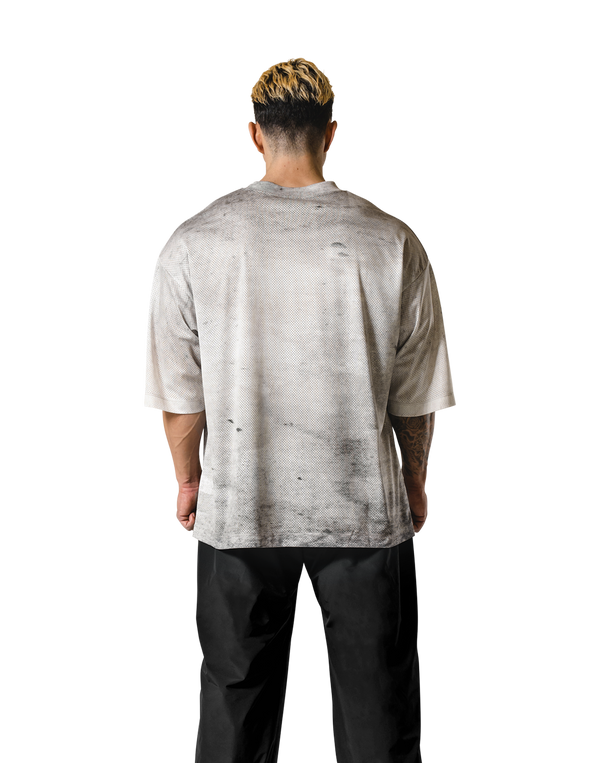 Death Metal Logo Vintage Mesh Extra Big T-Shirt - Ivory