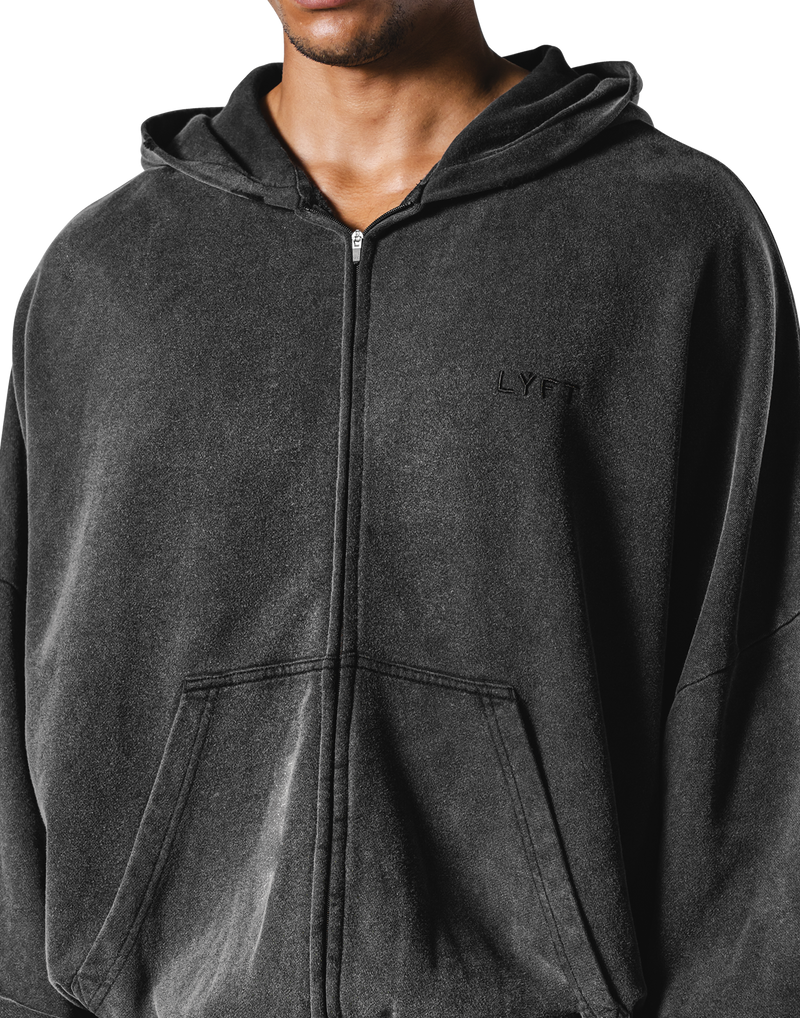 Oversize Vintage Sweat Zip-Up Hoodie - Black – LÝFT Oversize Vintage Sweat Zip-Up Hoodie - Black – LÝFT