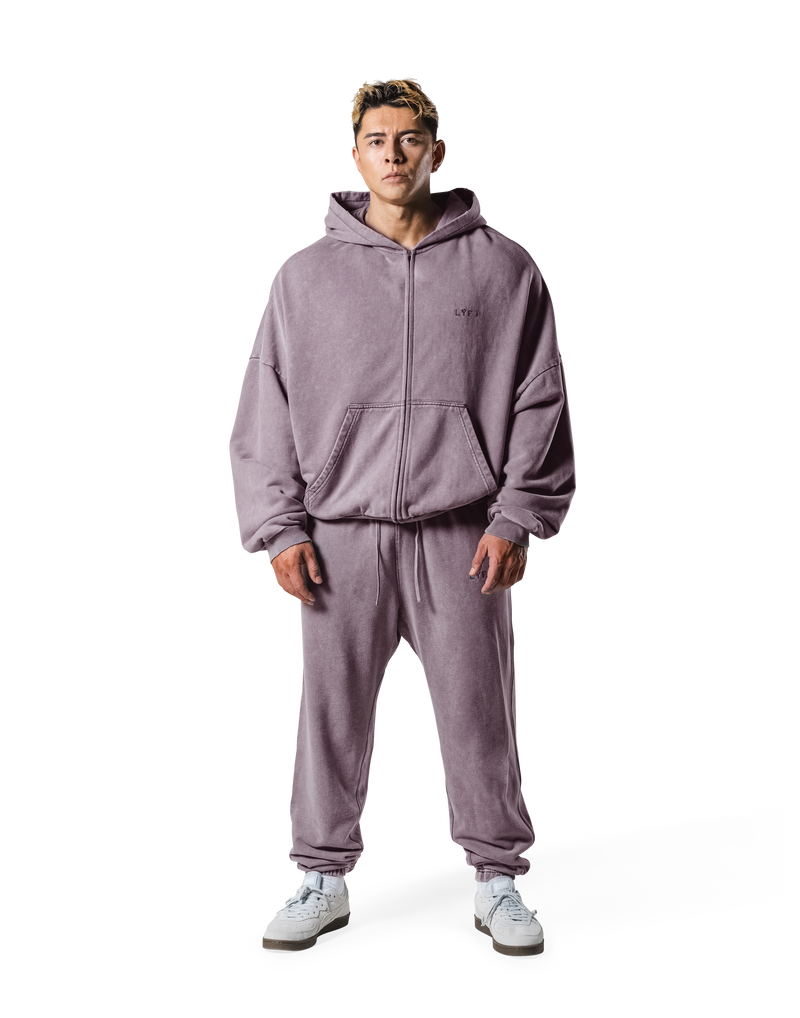 Oversize Vintage Sweat Zip-Up Hoodie - Purple – LÝFT