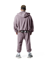 Oversize Vintage Sweat Zip-Up Hoodie - Purple