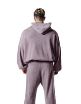 Oversize Vintage Sweat Zip-Up Hoodie - Purple