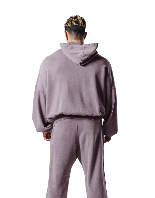 Oversize Vintage Sweat Zip-Up Hoodie - Purple