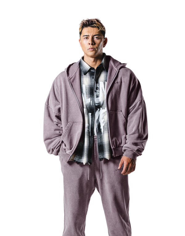 Oversize Vintage Sweat Zip-Up Hoodie - Purple – LÝFT Oversize Vintage Sweat Zip-Up Hoodie - Purple – LÝFT