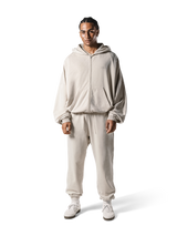 Oversize Vintage Sweat Zip-Up Hoodie - Beige