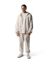 Oversize Vintage Sweat Zip-Up Hoodie - Ivory
