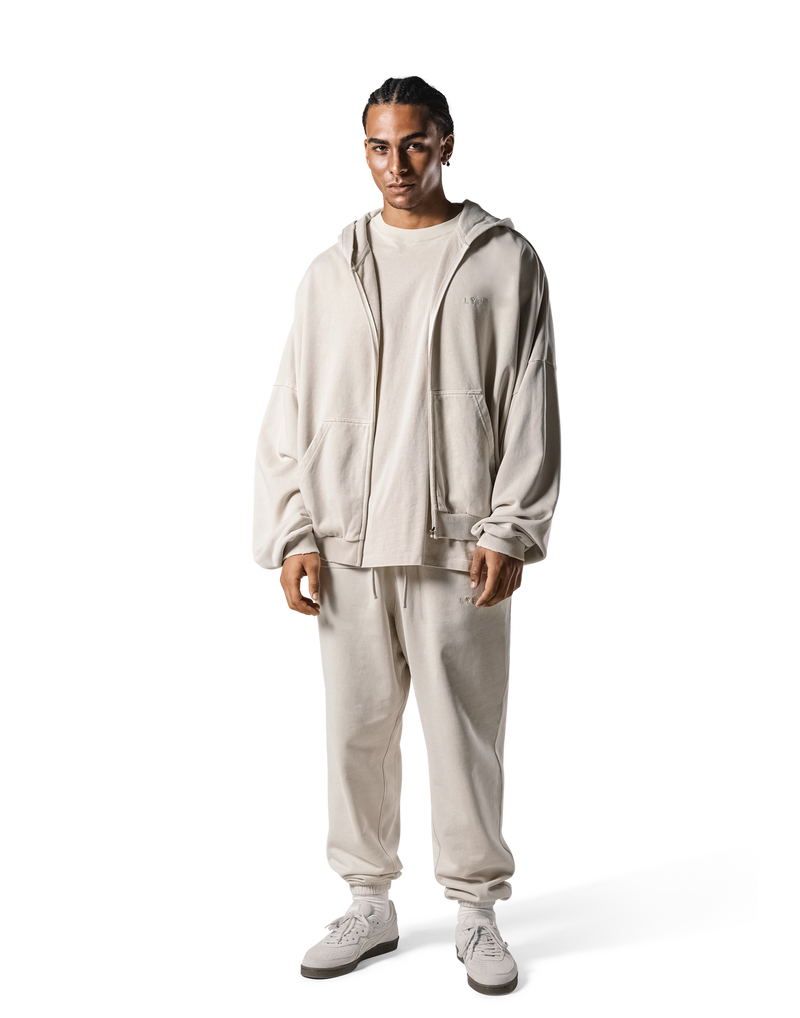 Oversize Vintage Sweat Zip-Up Hoodie - Ivory – LÝFT