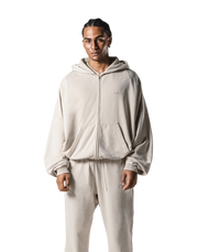 Oversize Vintage Sweat Zip-Up Hoodie - Ivory