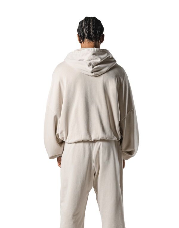 Oversize Vintage Sweat Zip-Up Hoodie - Ivory