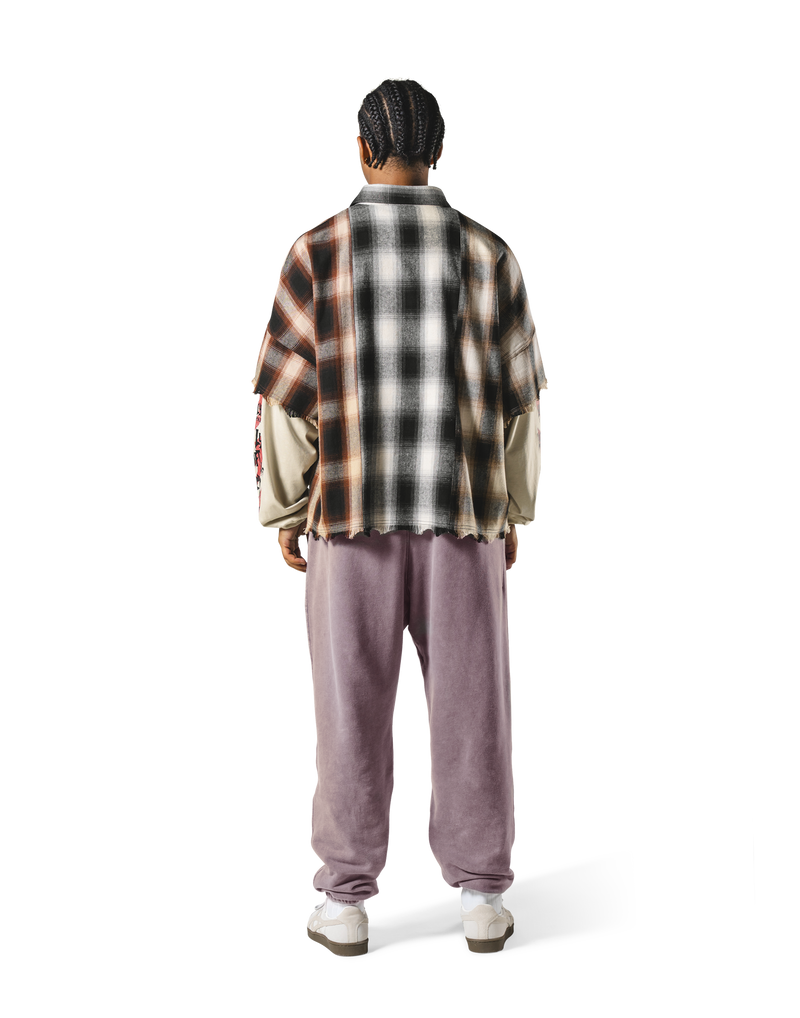 Cut-Off layered Oversize Check Shirt - Ivory – LÝFT