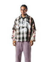 Cut-Off layered Oversize Check Shirt - Ivory